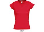 Sols 11388 | Maglietta Moon Da Donna Con Scollo A V - Colore: Rosso - Taglia: Xxl
