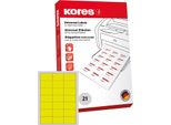 Etichette Universali Kores 70 X 42,3 Mm Senza Bordo Giallo 2.100 Etichette Su 100 Fogli