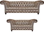 Lusso Nuovo Completo 2X Divani Design Arredi Mobili Chesterfield Soggiorno