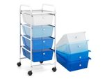 Carrello Costway Con 4 Cassetti Impilabili, Ripiano Di Stoccaggio E Struttura In Metallo, Carrello A Cassetti Carrello Da Bagno Carrello Di Stoccaggio Carrello Blu