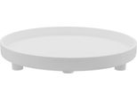 2.03 Xl Vassoio Rotondo Su Piedini - Ø 38 Cm Circa - Grande Vassoio Decorativo In Legno - Colore: Bianco