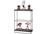 Scaffale Da Parete HWC-K77, Scaffale Pensile Scaffale Da Cucina, Legno Massiccio Metallo Industriale 2 Ripiani 50X35X17Cm ~ Grigio Scuro
