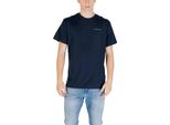 T-Shirt Uomo Manica Corta A Girocollo Blu In Cotone Rigenerativo