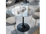 Wisfor Tavolo Da Bar Tavolo Da Cucina, Tavolo Da Pranzo In Marmo, Tavolo Da Bar Per Sala Da Pranzo, Cucina, Sala Feste, Con Struttura In Metallo, 76X78,5 Cm, Bianco Lucido + Nero