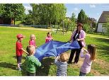 Eduplay 170-222 Telo Per Altalena In 100% Poliestere, Ø 360 Cm, Blu Con 8 Passanti E Borsa, Blu