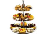 Buffet Etagere In Acciaio Inox Con Piastre A Specchio - 3 Livelli, Altezza 48 Cm