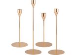 Set Di 4 Portacandele Bremermann, Portacandele Per Candele A Colonna, Metallo, Oro Rosa