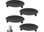 B-Goods Bremermann Set Di 4 Portacandele, Candelieri, Candela A Colonna, Metallo, Nero Opaco