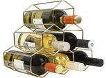 Quvio Portabottiglie - Portabottiglie Da Parete - Portabottiglie Verticale - Portabottiglie Per 6 Bottiglie - Oro