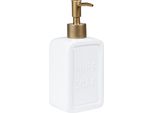 Quvio Dispenser Per Sapone - Pompa Per Sapone - Dispenser Per Sapone - Sapone Per Mani - Porta Sapone - 470 Ml - Bianco Con Oro