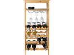 Quvio Portabottiglie Verticale - Portabottiglie In Legno - Portabottiglie - Armadio Del Vino - Per 16 Bottiglie + Bicchieri Portabottiglie Pensile