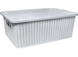 Quvio Cesto Portaoggetti Con Coperchio - Cesti Portaoggetti - Cesto Portaoggetti Per La Cameretta Dei Bambini - Cesto Portaoggetti - Plastica - 27,5 X 41 X 14,5 Cm