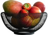 Quvio Fruttiera - Fruttiera Nera - Cesto Di Frutta In Metallo Nero - Doppia Parete - Diametro 24,5 Cm