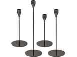 Set Di 4 Portacandele Bremermann, Portacandele Per Candele A Bastoncino, Metallo, Nero