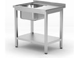 Hendi Lavabo Con Ripiano - Avvitato, Profondità 600 Mm, Linea Cucina, Lato Sinistro, 800X600X(H)850Mm