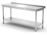Tavolo A Parete Hendi Con Ripiano - Avvitato, Profondità 600 Mm, Linea Cucina, 1800X600X(H)850Mm