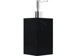 Quvio Distributore Di Sapone In Marmo - Plastica - Distributore Di Sapone - Accessori Per Il Bagno - Accessori Per La Toilette - Accessori Per La Cucina - Plastica - Nero Con Argento E Bianco - 7,5 X 7,5 X 19 Cm