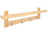 Quvio Appendiabiti Da Parete Con Ripiano - Appendiabiti In Legno - 12 X 61 X 18 Cm