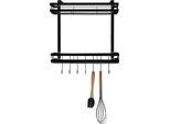 Quvio Mensola Da Cucina Con 7 Ganci - Mensola Da Cucina Appesa - Portaspezie - Mensola Da Cucina Appesa - Metallo