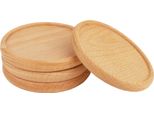 Quvio Sottobicchieri Per Bicchieri - 4 Pezzi - Legno - Sottobicchieri In Vetro - Rotondo - 4 Pezzi - 8,5 Cm (D) - Marrone Chiaro