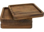 Quvio Sottobicchieri Per Bicchieri - 4 Pezzi - Legno - Sottobicchieri In Vetro - Quadrato - 4 Pezzi - 8,5 X 8,5 Cm (Lxl) - Marrone Scuro