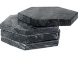 Quvio Set Di 4 Sottobicchieri - Sottobicchiere Per Bicchieri - Resistente Al Calore - 4 Pezzi - Marmo - Esagono - Antracite - 8,5 X 9,5 X 1 Cm (Lxwxh)