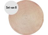 Tovaglietta Krumble - Set Di 8 - Tovagliette - Sottobicchieri - Rotondo - Pvc - Protezione Della Tavola - Sottobicchiere - Resistente Al Calore - Tovaglietta Decorativa - Rotondo - Oro Rosa