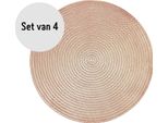 Tovaglietta Krumble - Set Di 4 - Tovagliette - Sottobicchieri - Rotondo - Pvc - Protezione Del Tavolo - Sottobicchiere - Resistente Al Calore - Tovaglietta Decorativa - Rotondo - Oro Rosa