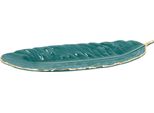 Quvio Ciotola Da Portata - Ciotola Decorativa - Ciotola Per Tapas - Porcellana - Verde Scuro - 3 X 36 X 3 Cm (Lxwxh)