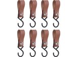 Quvio Gancio Per Appendere Con Cinghia In Pelle - Gancio Per Cappotto - Appendiabiti - Gancio - Gancio Da Cucina - Plastica - Pelle - Gancio Per Appendere - Set Di 8 - Marrone