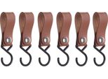 Quvio Gancio Per Appendere Con Cinghia In Pelle - Gancio Per Cappotto - Appendiabiti - Gancio - Gancio Da Cucina - Plastica - Pelle - Gancio Per Appendere - Set Di 6 - Marrone
