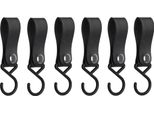 Quvio Gancio Per Appendere Con Cinghia In Pelle - Gancio Per Cappotto - Appendiabiti - Gancio - Gancio Da Cucina - Plastica - Pelle - Gancio Per Appendere - Set Di 6 - Nero