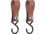 Quvio Gancio Per Appendere Con Cinghia In Pelle - Gancio Per Cappotto - Appendiabiti - Gancio - Gancio Da Cucina - Plastica - Pelle - Gancio Per Appendere - Set Di 2 - Marrone