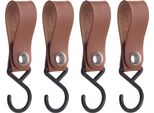 Quvio Gancio Per Appendere Con Cinghia In Pelle - Gancio Per Cappotto - Appendiabiti - Gancio - Gancio Da Cucina - Plastica - Pelle - Gancio Per Appendere - Set Di 4 - Marrone