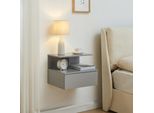 Mensola A Muro 'Amberg' Comodino Sospeso 40 X 35 X 31 Cm Con Cassetto E 2 Ripiani Grigio Chiaro
