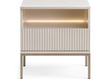 Comodino Moderno Con Frontale A Coste, 54×56×39 Cm, Cashmere / Oro