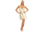 Camicia Da Notte Corta In Raso Da Donna, Lingerie Sexy Con Pizzo; Beige/S