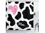 Abakuhaus Tenda Da Doccia Con Stampa Mucca, Motivo Mimetico A Forma Di Cuore, Paesaggio, Motivo Ripetuto, 175 X 200 Cm, Nero, Bianco, Rosa