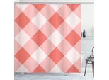 Abakuhaus Tenda Da Doccia Corallo, Motivo Geometrico Vintage Con Motivi Diagonali, 175 X 220 Cm, Corallo Crema