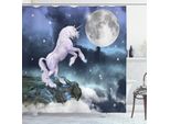 Abakuhaus Tenda Da Doccia Unicorno, Immagine Fantascientifica Anni '80 Unicorno Sopra Le Nuvole Illustrazione Surreale E Fantasiosa, 175 X 200 Cm, Viola Blu
