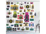 Abakuhaus Tenda Da Doccia Vintage, Tema Artistico Hobby Studio Con Fotocamere Vintage, 175 X 200 Cm, Multicolore