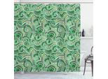 Abakuhaus Tenda Da Doccia Asiatica, Classico Motivo Paisley Con Illustrazioni Floreali E Motivi Retrò, 175 X 200 Cm, Verde E Nero