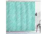 Abakuhaus Tenda Da Doccia Teal, Design Astratto, Motivo Floreale Ondulato, Stampa Grafica Monocolore, 175 X 200 Cm, Verde