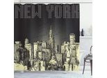Abakuhaus New York Tenda Da Doccia, Disegno In Stile Grunge Pop Art Retrò Nyc Cielo Con Edifici Grattacieli Città Motivo, 175 X 240 Cm, Grigio Giallo