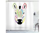 Abakuhaus Tenda Da Doccia Con Caricatura, Testa Di Zebra Esotica Colorata, Simpatico Animale Africano, Stampa Grafica Astratta, 175 X 200 Cm, Multicolore