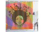 Abakuhaus Tenda Da Doccia Musicale, Illustrazione Colorata Di Un Ritratto Di Una Ragazza Afroamericana Con Strumenti Musicali, 175 X 200 Cm, Multicolore