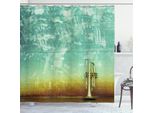 Abakuhaus Tenda Da Doccia Musicale, Arte Moderna Tromba Strumenti Musicali Orchestra Grunge Parete Jazz Tema Foto Motivo, 175 X 240 Cm, Verde Marrone