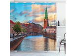 Abakuhaus Tenda Da Doccia Europea, Veduta Estiva Scenografica Di Copenhagen Danimarca Veduta Antica Della Città Europa, 175 X 200 Cm, Multicolore