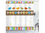 Abakuhaus Tenda Da Doccia Per San Valentino, Uccelli Etnici, Cuori E Strisce, Motivo Illustrativo In Stile Rustico, 175 X 200 Cm, Multicolore