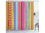 Abakuhaus Tenda Da Doccia A Righe, Motivi Tribali Composizione Colorata Stile Retrò Etnico Motivo A Righe Verticali, 175 X 200 Cm, Multicolore